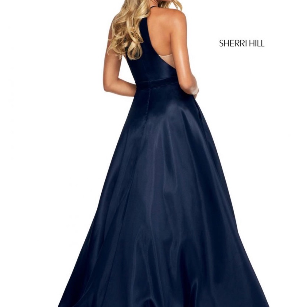 SHERRI HILL NAVY PROM DRESS FORMAL PAGEANT GOWN SZ 00 53659 - Picture 2 of 8